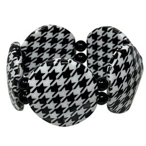 Houndstooth Print Disk Chunky Stretch Bracelet